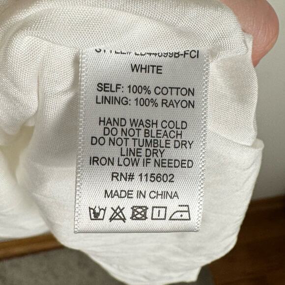 All in Favor Cotton Gauze White Sleeveless Mini Dress Size Large Beach Coquette - Picture 8 of 11